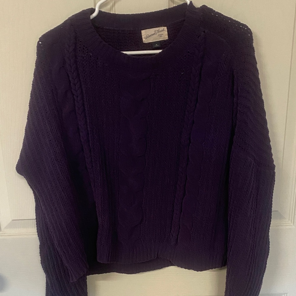 Croft & Barrow Deep Purple Cable Knit Sweater